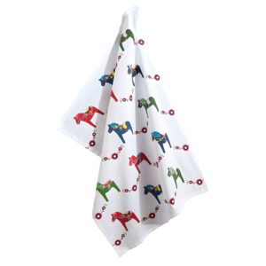 Kitchen tea towel, Dala horses