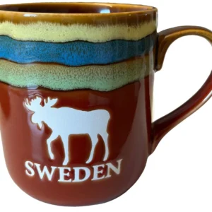 Mugg Stengods Sverige Älg Röd