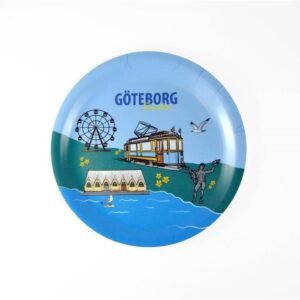 Glasunderlägg kant, Göteborgsmotiv, vit/färgtryck
