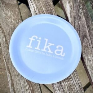 Glasunderlägg kant, Make time Fika, ljusblå/vit