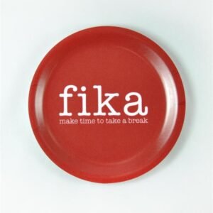 Glasunderlägg kant, Make time Fika, röd/vit text
