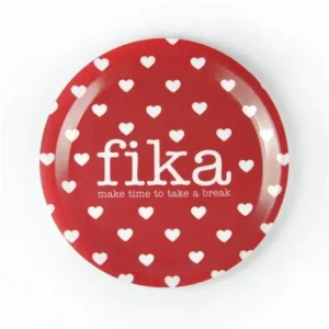 Glasunderlägg kant, Make time Fika/Hjärtan, röd