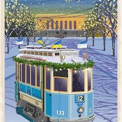 Postcard: Tram Göteborg Avenyn, vintermotiv (3varianter)
