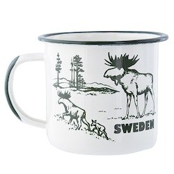 Emaillebecher Elch, Schweden, ø9 x 9 cm