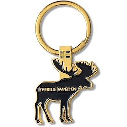 Nyckelring i metall: Älg, Sweden, Marin färg