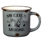 Mugg Stengods Sweden Moose, grå