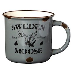 Mugg Stengods Sweden Moose, grå