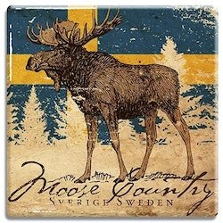 Glasunderlägg älg motiv, 10x10 cm