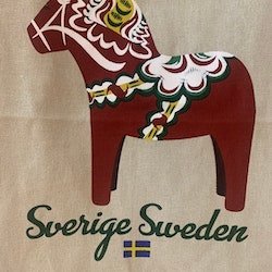 Tygkasse, Dalahäst med natur Krämfärgad