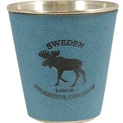 Shotsglas älg, metall och läder