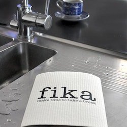 Disktrasa, make time Fika, vit, 17x20 cm