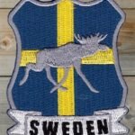 Broderat märke Sweden Flagga Älg (65x55mm)