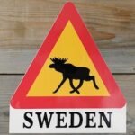 Klistermärke Älg varning, Sweden