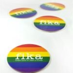 Glasunderlägg, Fika, regnbågen / Pride, 9cm