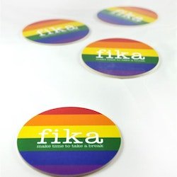 Glasunderlägg, Fika, regnbågen / Pride, 9cm