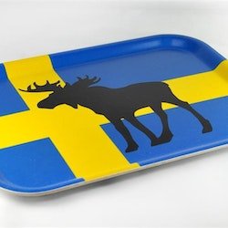 Bricka, älg, svenska flaggan, 27x20 cm