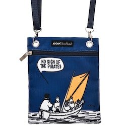 Axelväska: Moomin vid havet, marinblå, 17x21 cm