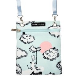 Axelväska: Moomin uppe i molnen, turkos, 17x21 cm