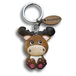 Nyckelring, älg, trä