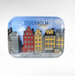 Tablett 27x20 cm, Gamla Stan, weiß/farbig gedruckt