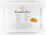 Tray 27x20 cm, Cinnamon buns, white-black text