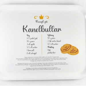 Tray 27x20 cm, Cinnamon buns, white-black text