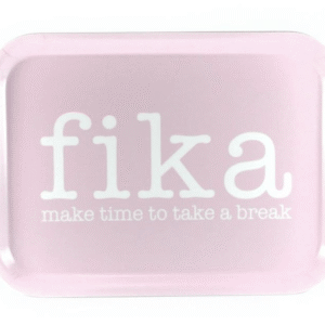 Tray 27x20 cm, Make time FIKA, pink/white text