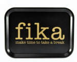 Tray 27x20 cm, Make time FIKA, black/gold text