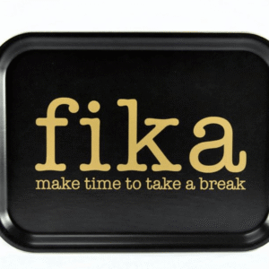 Tray 27x20 cm, Make time FIKA, black/gold text