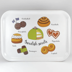 Tray 27x20 cm, Swedish Sweets, white/colour print