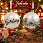 Vit julkula med Göteborgsmotiv och texten Göteborg