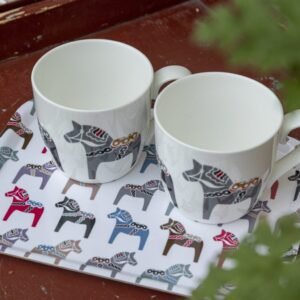 Breakfast tray – Dala, featuring various horses, multi-coloured