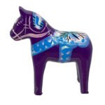 Dalahäst Poly handmålad lila 10 cm