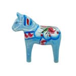 Dalahäst Poly handmålad ljusblå 5,4 cm