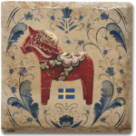 Dalahäst - grytunderlägg 16 x16 cm