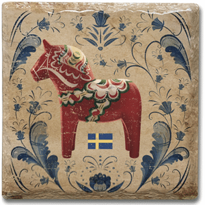 Dalahäst - grytunderlägg 16 x16 cm