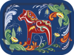 Dalahorse breakfast tray – Blue tray with a red horse