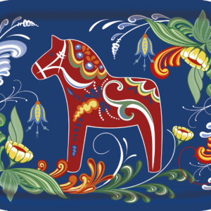 Dalahorse breakfast tray – Blue tray with a red horse