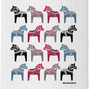 Disktrasa med olika dalahästar