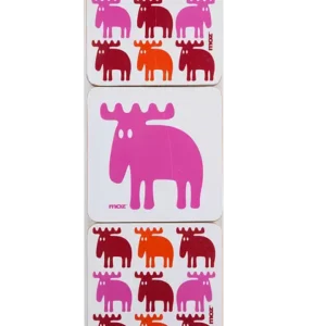 GLASUNDERLÄGG ÄLG 6-PACK RÖD