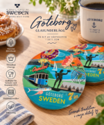 Gothenburg glass coaster souvenir from Haga Souvenir