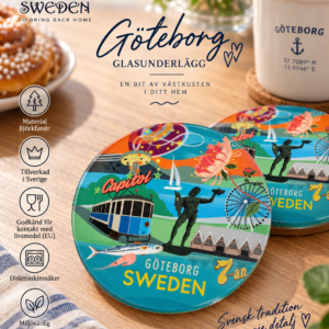 Gothenburg glass coaster souvenir from Haga Souvenir