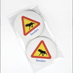 Glasunderlägg 1 stk, Moose sign, vit/svart