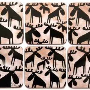 Glasunderlägg Älgar