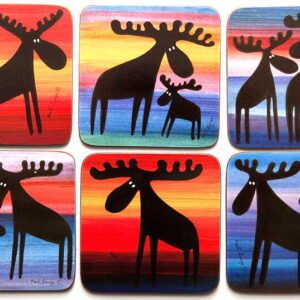 Glasunderlägg Älgar färg