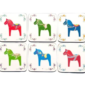 Glasunderlägg Dalahästar Tinterova