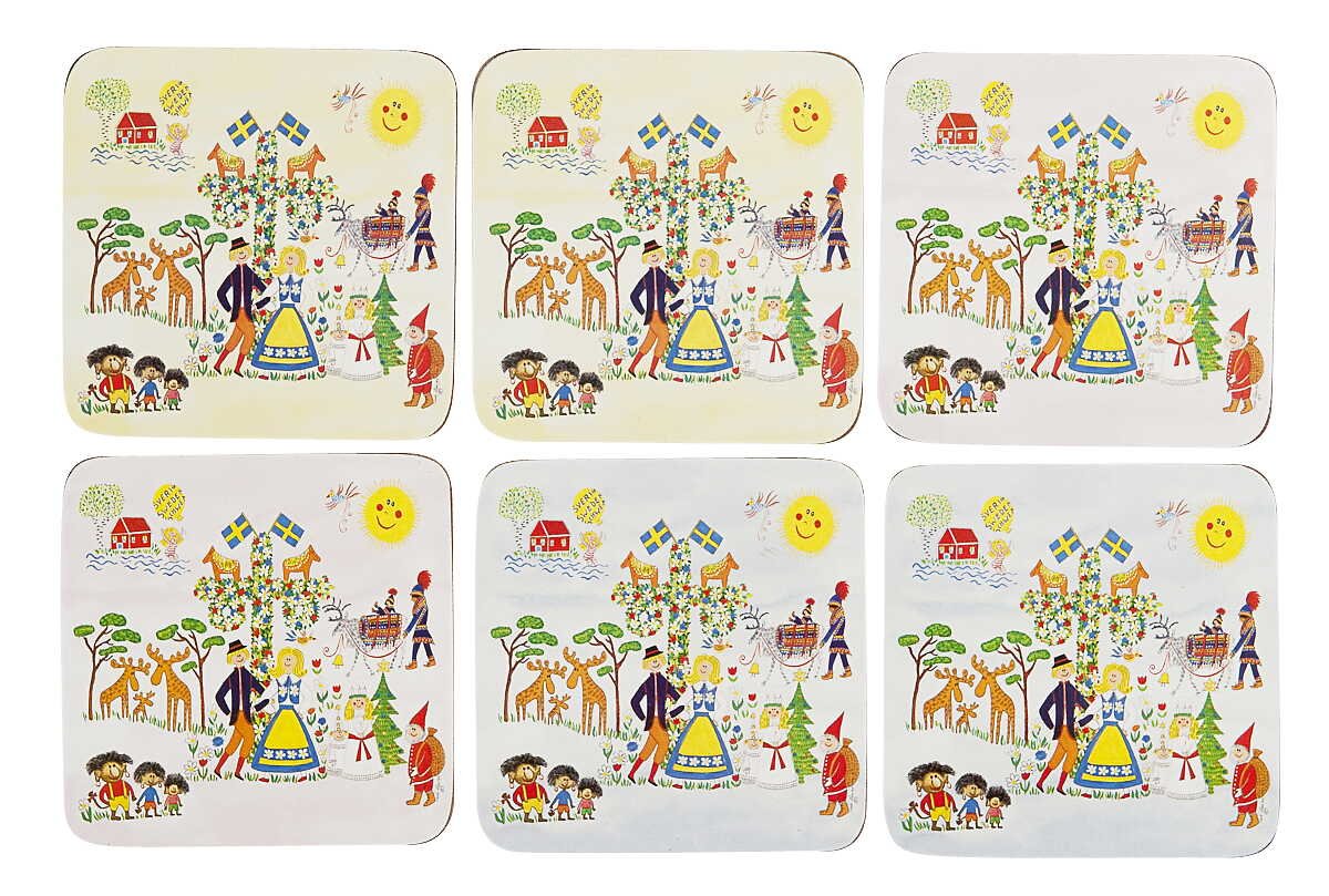 Glasunderlägg Midsommar 6 olika motiv