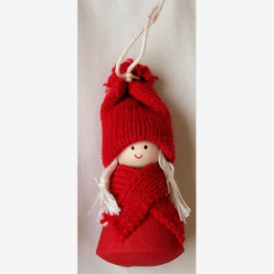 HÄNGANDE TOMTEFLICKA 9CM RÖD