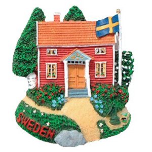 Magnet, Röd stuga Sweden 60 mm