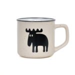 Mugg Moz pastell beige med svart älgmotiv
